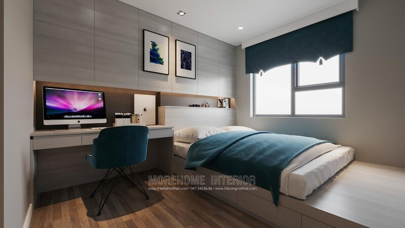 Giường ngủ gỗ An cường hiện đại, tích hợp với ngăn kéo phía dưới giúp lưu trữ vật dụng cá nhân , quần áo, sách vở...